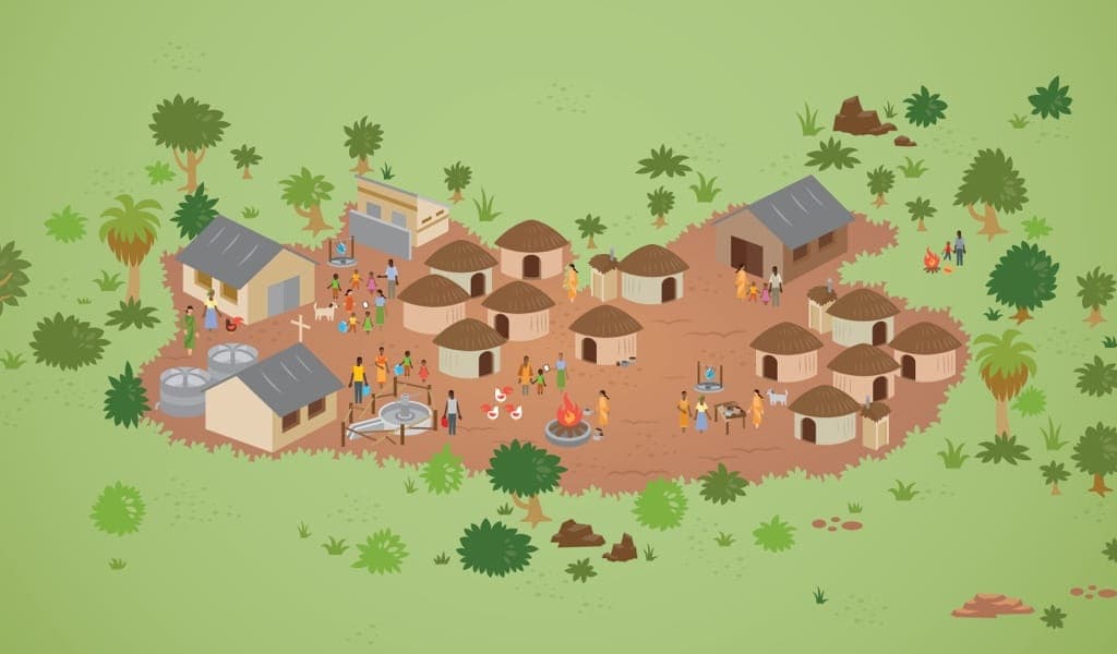 Healthy Village Illustration